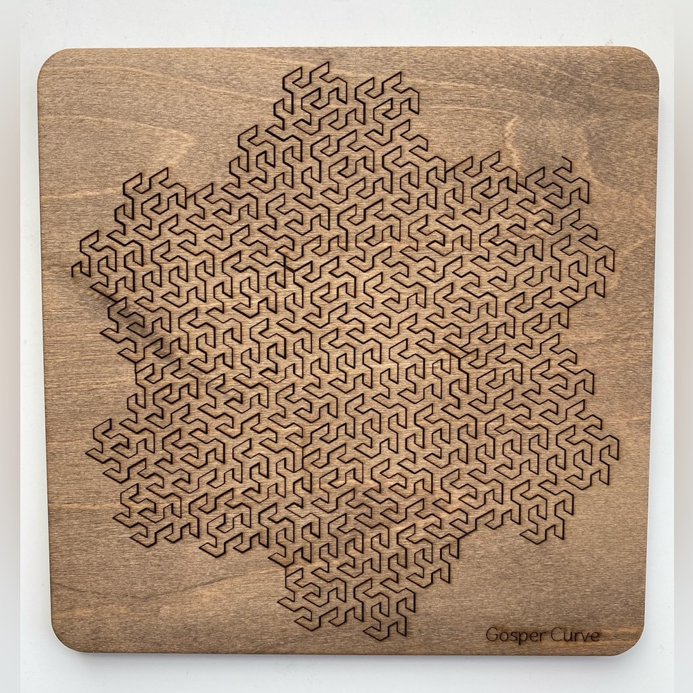 Wooden fractal Gosper curve puzzle
